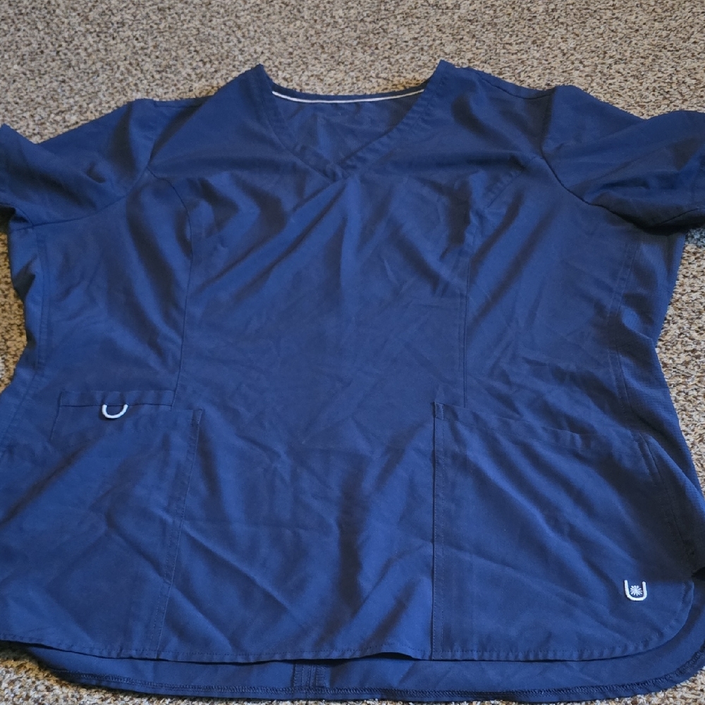 Urbane Navy Blue V-Neck Scrub Top